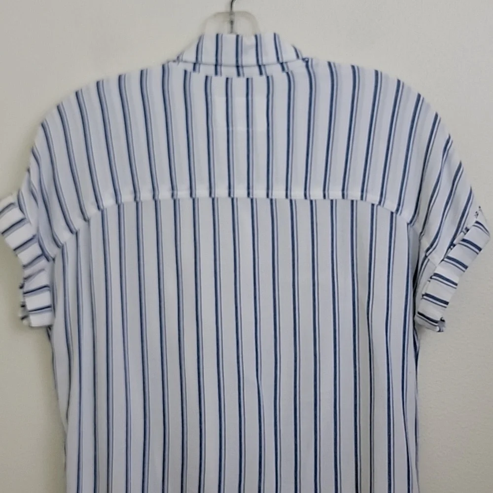 Justice Blue & White Striped Short Sleeve Top 12